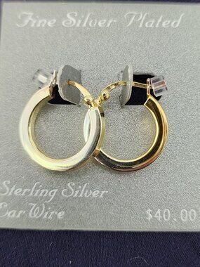 Gold Plated Hoop Earrings Sterling Silver Ear Wire Kohl's NWT